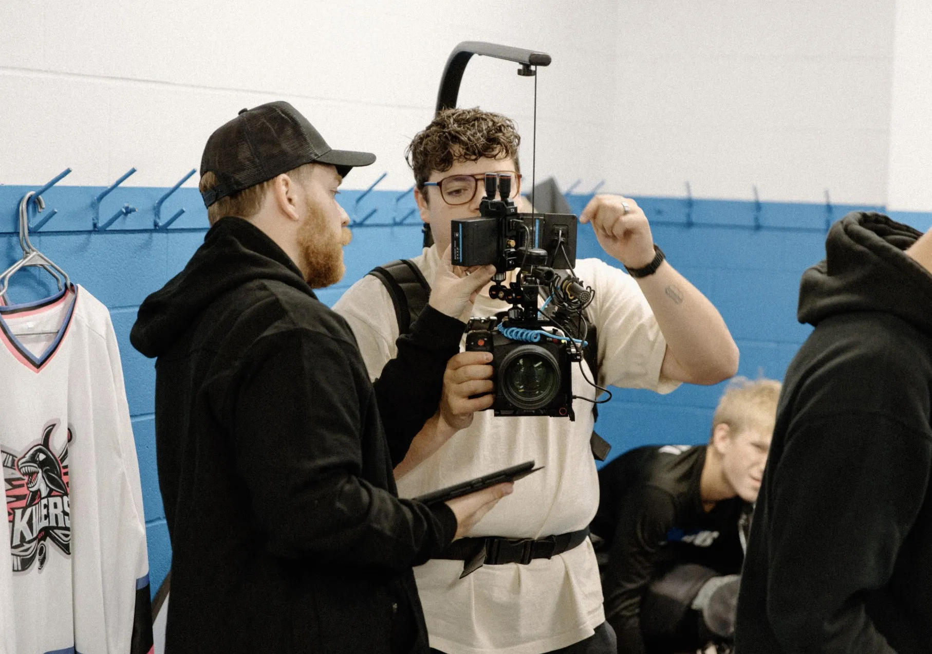 Crew filming a sports shoot